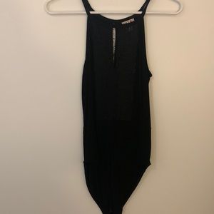 Black womens bodysuit with mesh high neck! Size medium, like new condition!